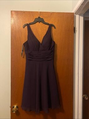 Bill Levkoff Deep Plum V-Neck Midi Dress